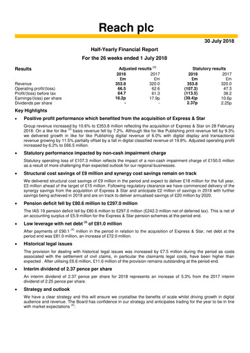 Thumbnail Reach plc Half-year Report 2018-h1