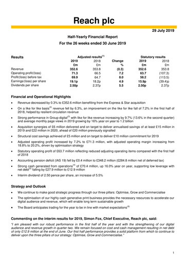 Thumbnail Reach plc Half-year Report 2019-h1