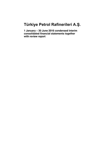 Vorschaubild Türkiye Petrol Rafinerileri Halbjahresbericht 2016-h1