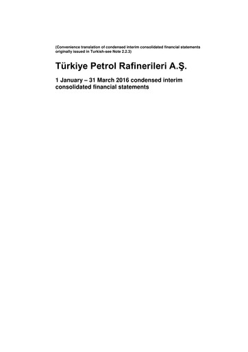 Thumbnail Türkiye Petrol Rafinerileri Quarterly Report 2016-q1