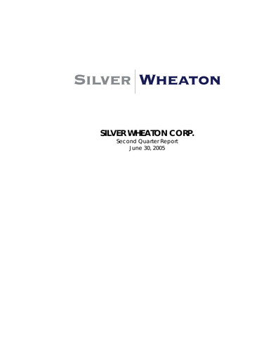 Thumbnail Wheaton Precious Metals Financial Statement 2005-q2