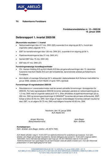 Thumbnail ALK-Abelló Quarterly Report 2005-2006-q1