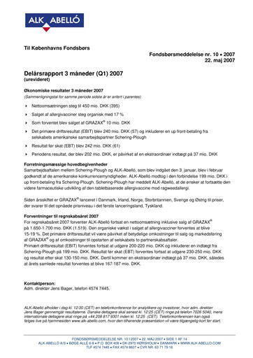 Thumbnail ALK-Abelló Quarterly Report 2007-q1