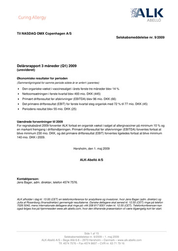 Thumbnail ALK-Abelló Quarterly Report 2009-q1
