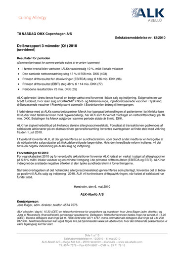 Thumbnail ALK-Abelló Quarterly Report 2010-q1