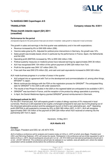 Thumbnail ALK-Abelló Quarterly Report 2011-q1