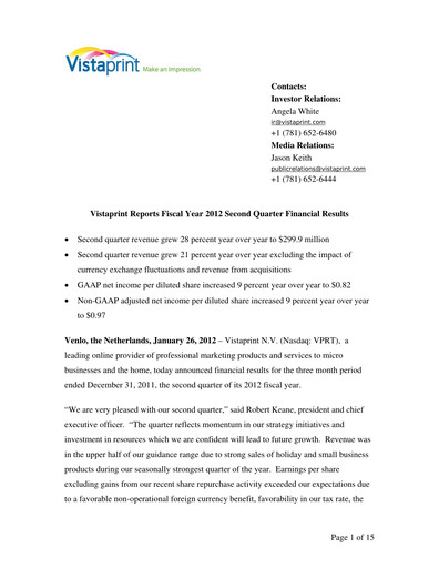 Thumbnail Cimpress Quarterly Report fy2012-q2