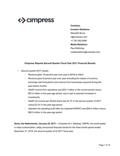 Thumbnail Cimpress Quarterly Report fy2017-q2