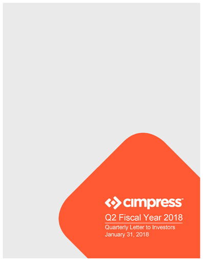 Thumbnail Cimpress Quarterly Report fy2018-q2
