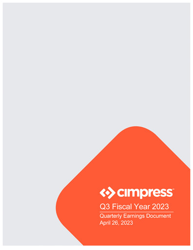 Thumbnail Cimpress Quarterly Report fy2023-q3