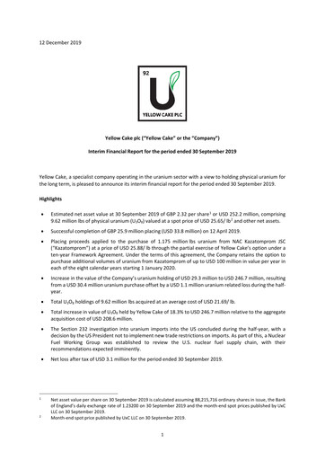 Thumbnail Yellow Cake plc Financial Report 2019-h1