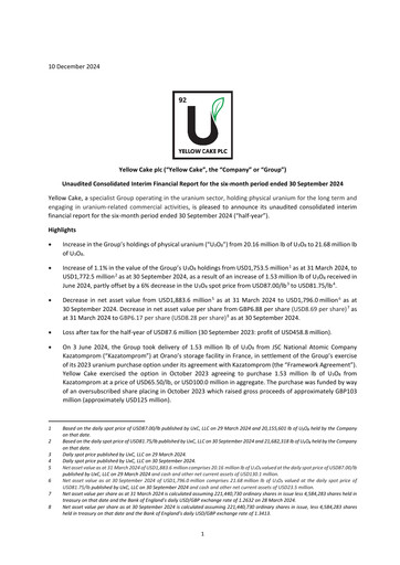 Thumbnail Yellow Cake plc Financial Report 2024-h1