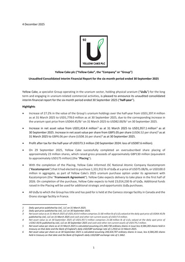 Thumbnail Yellow Cake plc Financial Report 2025-h1