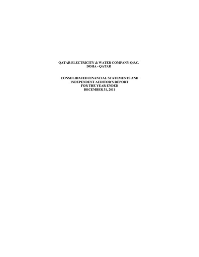 Thumbnail Qatar Electricity & Water Company Financial Statement 2011