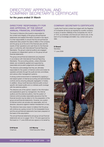 Thumbnail The Foschini Group Financial Statement 2009