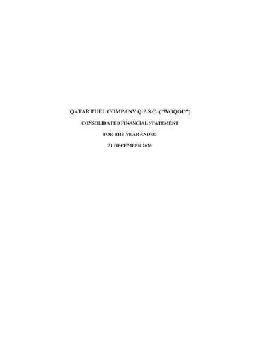 Thumbnail Qatar Fuel Company (WOQOD) Financial Statement 2020