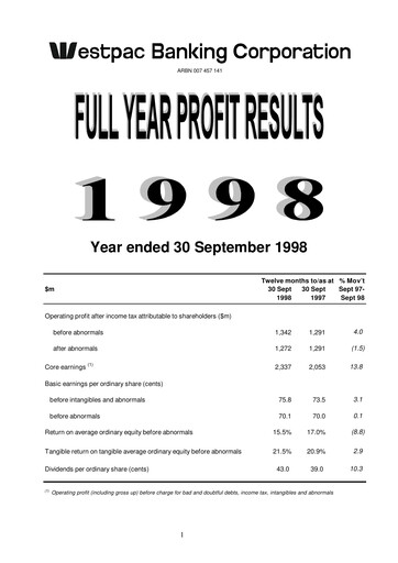 Thumbnail Westpac Banking Financial Report 1998