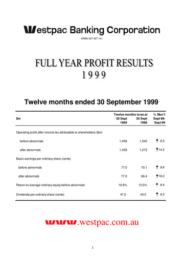 Thumbnail Westpac Banking Financial Report 1999