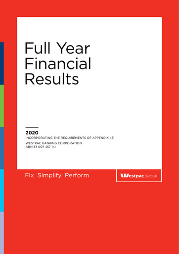Thumbnail Westpac Banking Financial Report 2020