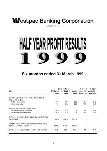 Thumbnail Westpac Banking Half-year Report 1999-h1