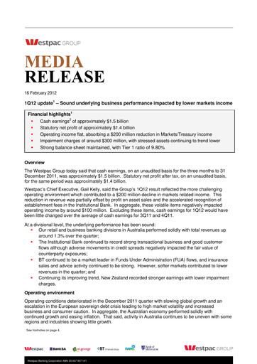 Thumbnail Westpac Banking Quarterly Report 2012-q1