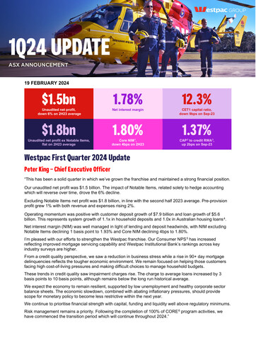 Thumbnail Westpac Banking Quarterly Report 2024-q1