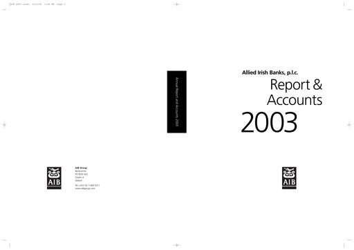 Thumbnail AIB Group (Allied Irish Banks)  Annual Report 2003