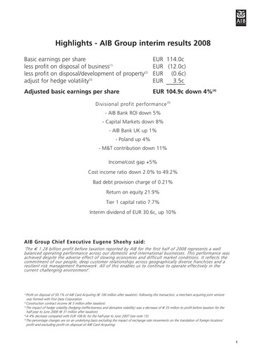 Thumbnail AIB Group (Allied Irish Banks)  Half-year Report 2008-h1
