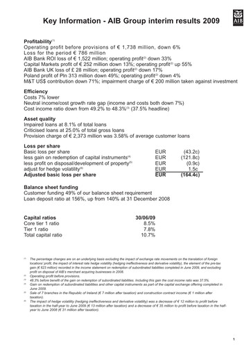 Thumbnail AIB Group (Allied Irish Banks)  Half-year Report 2009-h1