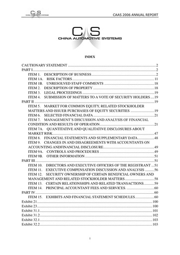 Thumbnail China Automotive Systems Annual Report 2006