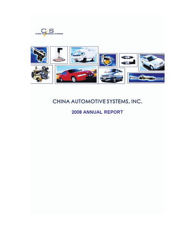 Thumbnail China Automotive Systems Annual Report 2008