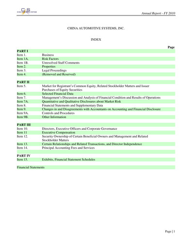 Thumbnail China Automotive Systems Annual Report 2010