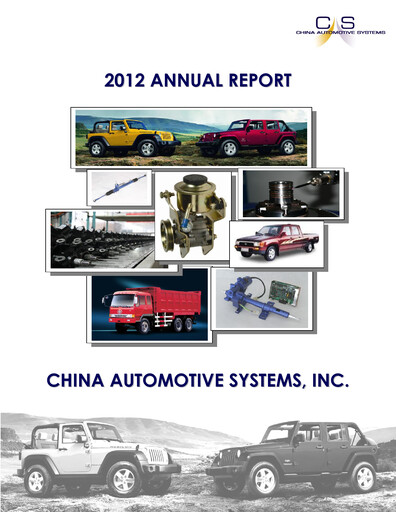 Thumbnail China Automotive Systems Annual Report 2012
