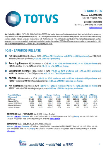 Thumbnail TOTVS Quarterly Report 2016-q1