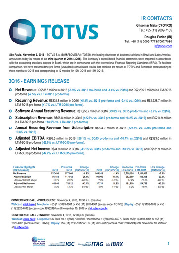 Thumbnail TOTVS Quarterly Report 2016-q3