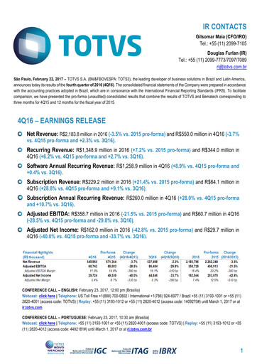 Thumbnail TOTVS Quarterly Report 2016-q4