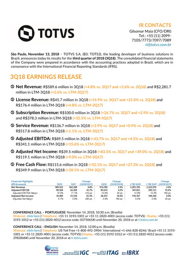 Thumbnail TOTVS Quarterly Report 2018-q3
