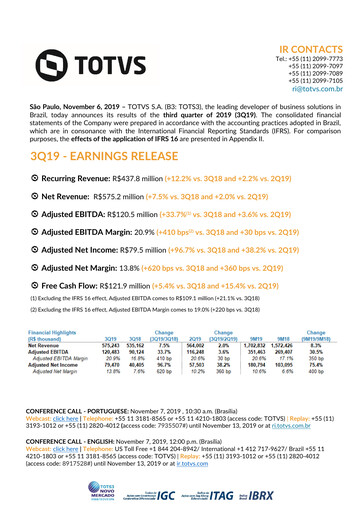 Thumbnail TOTVS Quarterly Report 2019-q3