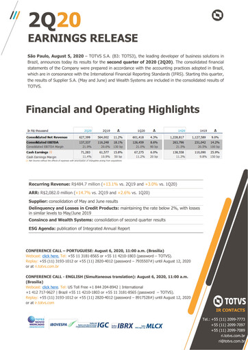 Thumbnail TOTVS Quarterly Report 2020-q2