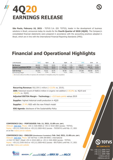 Thumbnail TOTVS Quarterly Report 2020-q4