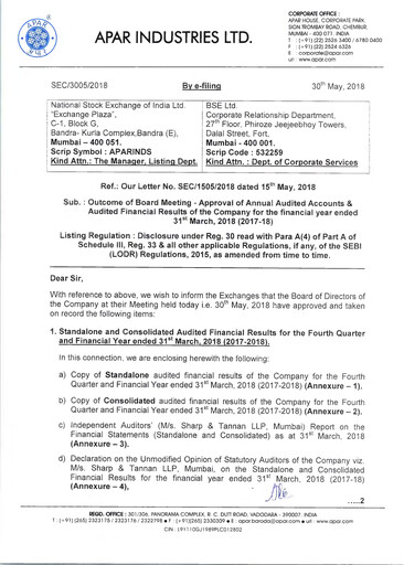 Thumbnail Apar Industries Financial Report 2017-2018