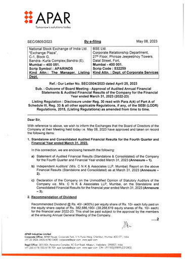 Thumbnail Apar Industries Financial Report 2022-2023