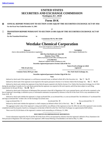 Thumbnail Westlake Corporation
 Annual Report 2005