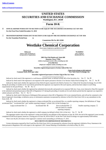 Thumbnail Westlake Corporation
 Annual Report 2010