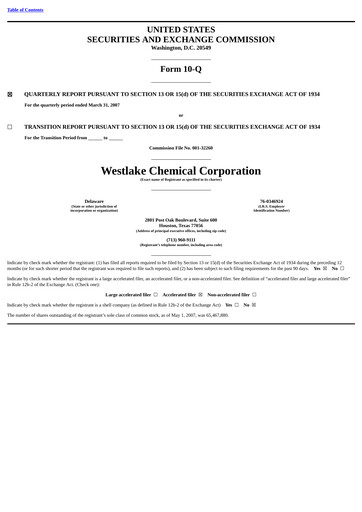 Thumbnail Westlake Corporation
 Quarterly Report 2007-q1