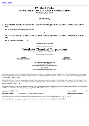 Thumbnail Westlake Corporation
 Quarterly Report 2010-q3