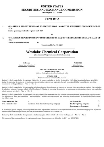 Thumbnail Westlake Corporation
 Quarterly Report 2017-q3