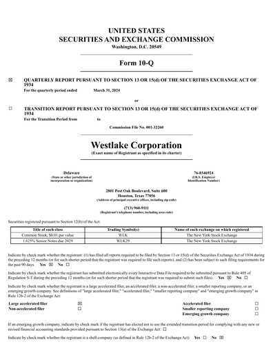 Thumbnail Westlake Corporation
 Quarterly Report 2024-q1
