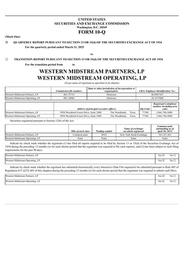 Thumbnail Western Midstream
 Quarterly Report 2025-q1