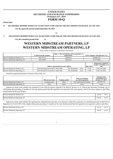 Thumbnail Western Midstream
 Quarterly Report 2025-q3